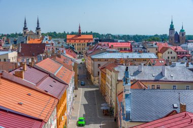 Çek kenti Jihlava 'nın silüeti. Görüntü