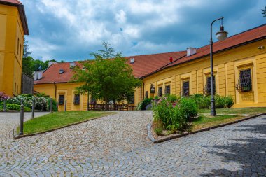 Çek Cumhuriyeti 'ndeki güzel Polna şatosunun manzarası.