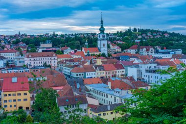 Çek Cumhuriyeti 'nde Trebic' in günbatımı manzarası.