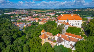 Namest nad Oslavou kalesinin panorama manzarası, Çek Cumhuriyeti.
