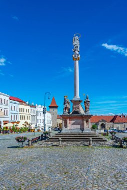 Çek Cumhuriyeti 'nin Znojmo kentindeki Masarykovo Namesti' de veba salgını sütunları.