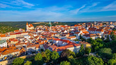 Çek Cumhuriyeti 'nin Znojmo kentinin Panorama manzarası.