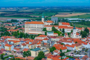 Çek Cumhuriyeti 'nden Mikulov' un hava manzarası.