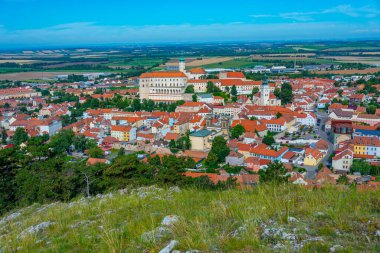 Çek Cumhuriyeti 'nden Mikulov' un hava manzarası.