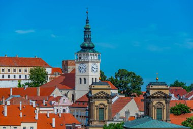 Çek Cumhuriyeti 'nden Mikulov' un hava manzarası.