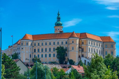 Mikulov kalesi Çek Cumhuriyeti 'nde bir yaz günü gösterildi.