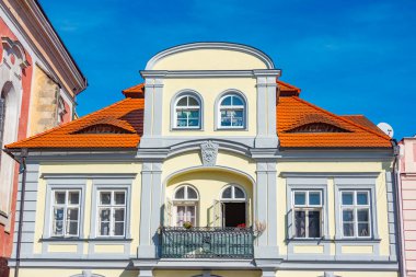 Çek Cumhuriyeti, Domazlice Barış Meydanı 'ndaki renkli evler.