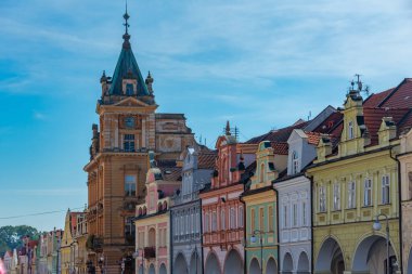 Çek Cumhuriyeti, Domazlice Barış Meydanı 'ndaki renkli evler.