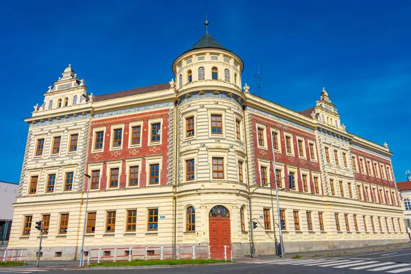 Çek Cumhuriyeti 'nin Domazlice merkezinde renkli evler. IMAGE