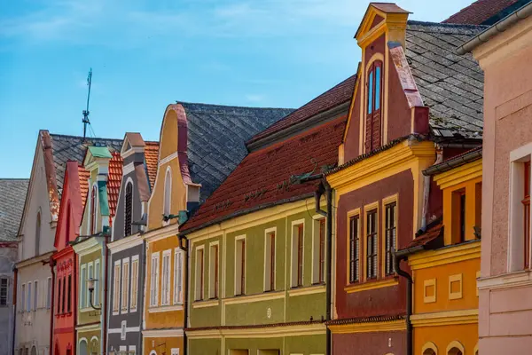 Çek Cumhuriyeti, Domazlice Barış Meydanı 'ndaki renkli evler.