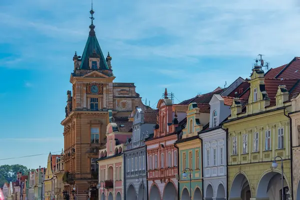 Çek Cumhuriyeti, Domazlice Barış Meydanı 'ndaki renkli evler.