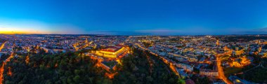 Çek Cumhuriyeti Spilberk ile birlikte Brno 'nun günbatımı manzarası.