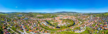Çek Cumhuriyeti 'nde Cesky Krumlov' un Panorama görünümü.