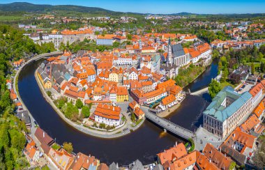 Çek Cumhuriyeti 'nde Cesky Krumlov' un Panorama görünümü.