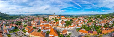 Çek Cumhuriyeti 'nden Mikulov' un hava manzarası.
