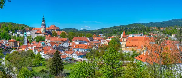 Çek Cumhuriyeti 'nde Cesky Krumlov' un Panorama görünümü.