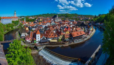 Çek Cumhuriyeti 'nde Cesky Krumlov' un Panorama görünümü.