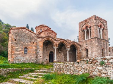 Mystras, Moreloponnese, Yunanistan - 07 Ocak 2010, The Byzantine church of Hagia Sophia (Agia Sofia)
