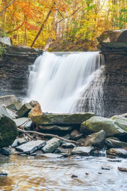 Sonbaharda Tinkers Creek 'in Büyük Şelaleleri' nin bir parçası. Viyadük Parkı. Bedford. Ohio mu? ABD