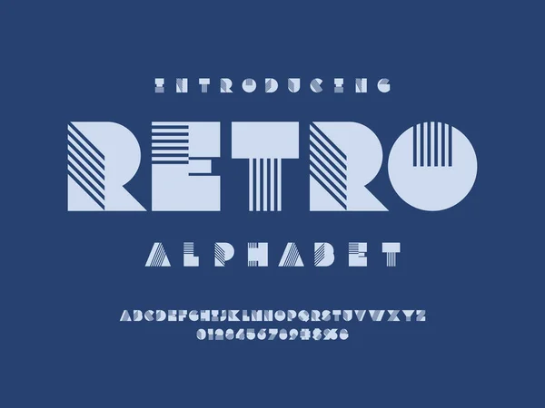 Retro Style Alphabet Design Uppercase Numbers Symbols — Stock Vector