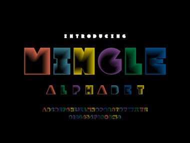 Büyük harf, sayı ve sembollerle biçimlendirilmiş modern alfabe tasarımının vektörü