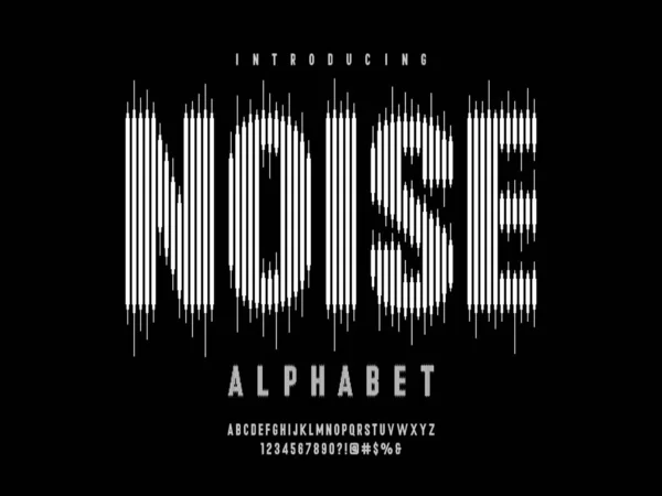 Sound wave style alphabet design with uppercase, numbers and symbol