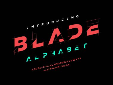 Modern alfabe tasarımının büyük harf, sayı ve sembollerinin vektörü