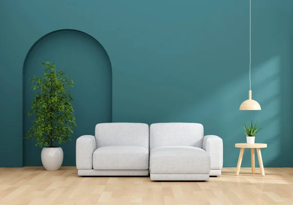 Gray Sofa Living Room Interior Copy Space Mock Rendering — Stockfoto