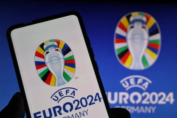 Questa Illustrazione Fotografica Logo Uefa Euro 2024 Campionato Europeo Calcio — Foto Stock