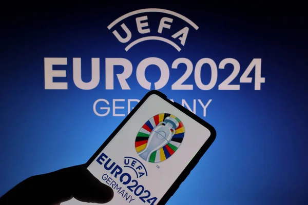 Questa Illustrazione Fotografica Logo Uefa Euro 2024 Campionato Europeo Calcio — Foto Stock