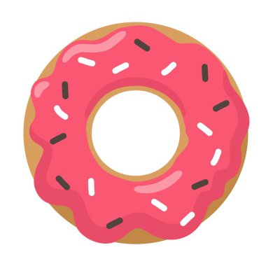 Donut keki. Jöleli vektör ikonu tatlı çörek. Tatlı donutu klipsi.