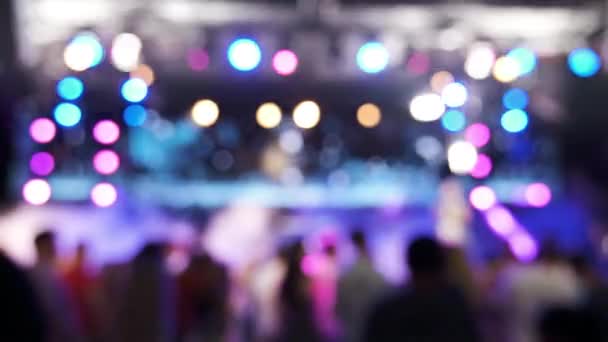 People Dancing Concert Event Nighclub Background Blurred Lights — Stock Video