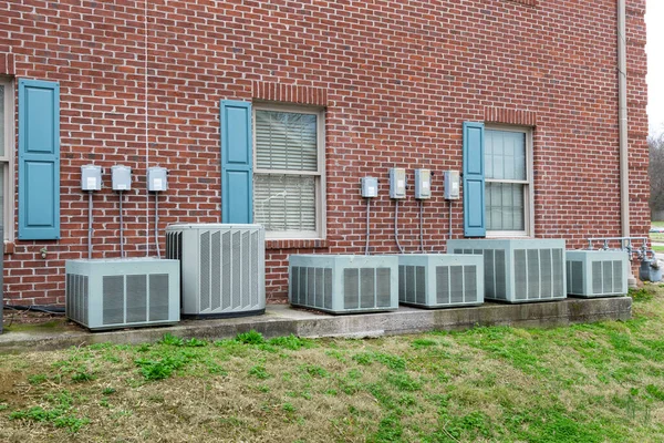Horizontal Shot Line Air Conditioners Commercial Building — Stock Photo, Image
