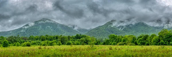 Horisontell Panoramabild Över Smoky Mountains Med Kopieringsutrymme — Stockfoto