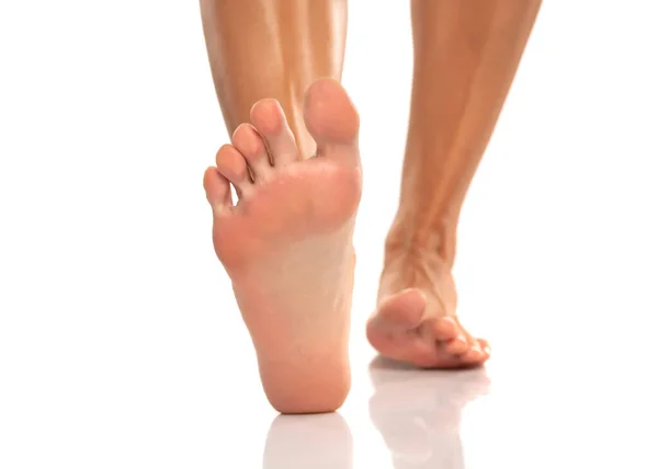 Beyaz Arka Planda Güzel Bakımlı Kadınların Bacakları Ayakları — Stok fotoğraf