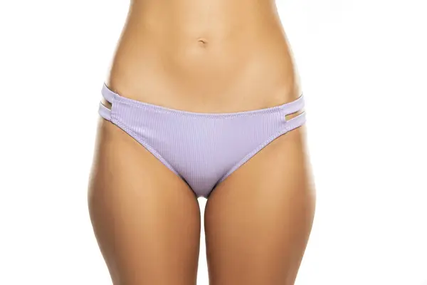 Front View Female Hips Lilac Panties White Studio Background — Stock Photo, Image