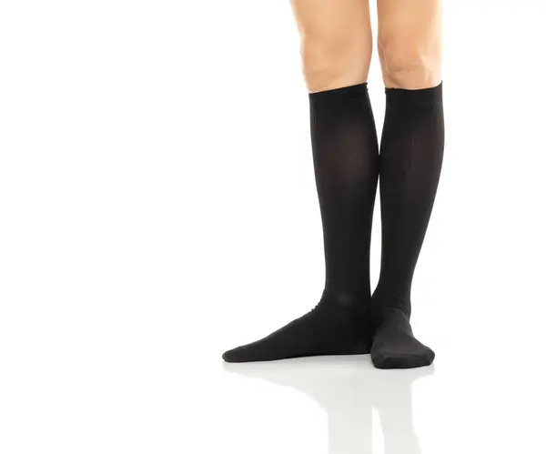 Female Legs Compression Hosiery Medical Stockings Tights Socks Calves Sleeves Stock Photo