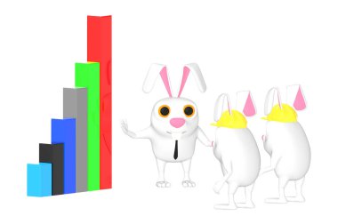 3 boyutlu karakter, diğer tavşanlara grafikle açıklayan tavşan - 3 boyutlu çizgi