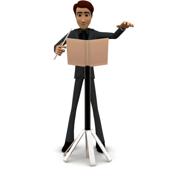 3d man music composer concept on white background - 3d rendering , front angle view