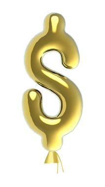 dollar symbol shiny golden balloon fontisolated on white background