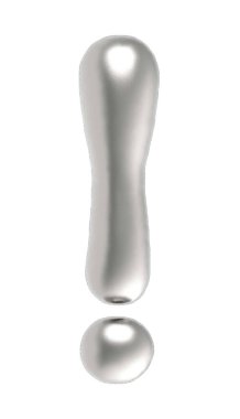 exclamation mark sign metallic inflated font isolated on white background
