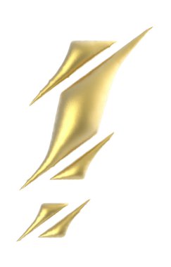 exclamation mark sign golden edge sliced text isolated on white background