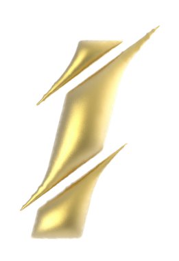Letter I uppercase golden edge sliced text isolated on white background