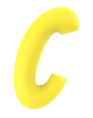 Letter C uppercase yellow cartoon font isolated on white background