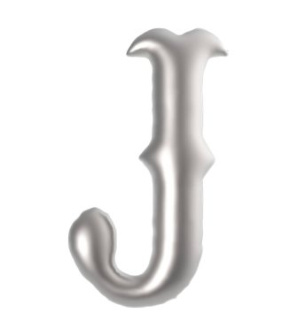 Letter J uppercase vintage antique text isolated on white background