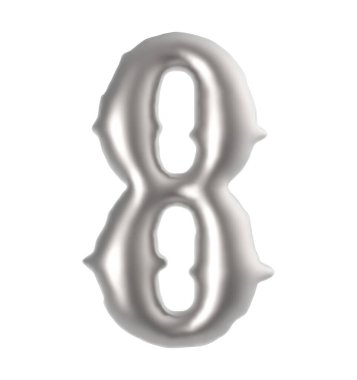 number 8 vintage antique text isolated on white background