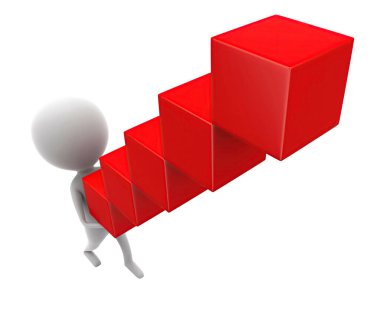 3d adam beyaz arka planda - 3d render, üst açılı görünüş küpleri kavramı holding