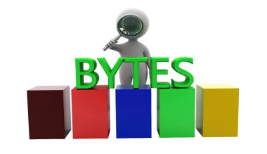 3d adam beyaz arka planda - 3d render, açık açılı görünüş bayt kavramı arama