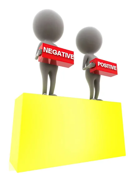Pozitif Negatif Kavramı Beyaz Arka Plan Yan Görüş Açısı Sunan — Stok fotoğraf