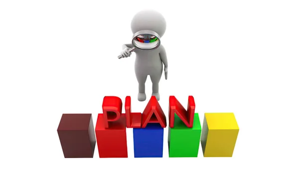 Man Searching Plan Concept White Background Rendering Top Angle View — Stock Photo, Image